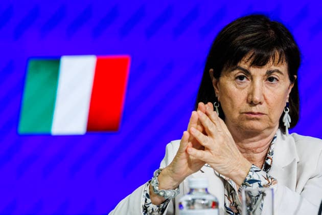 April 28, 2026, Rome, Italia, Italy: Minister Eugenia Roccella during a press conference following a Cabinet meeting that approved the employment decree in Rome, Italy, 28 April 2026. Rome Italy  - ZUMAa289 20260428_zia_a289_105 Copyright: xFrancescoxFotiax