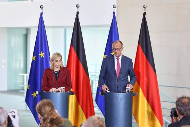 Berlin, Germany, 29 04 2026 Federal Chancellery Press conference following the Federal Cabinets decision on healthcare reform Federal Minister of Health Nina Warken CDU and Federal Chancellor Friedrich Merz CDU Copyright: xdtsxNachrichtenagenturx dts_117140