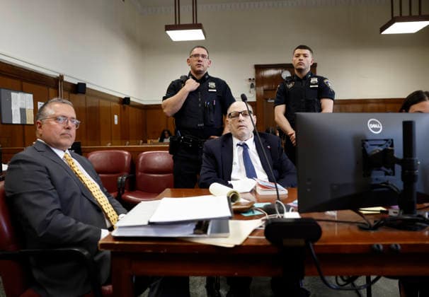 Former Hollywood film producer Harvey Weinstein appears in Manhattan Supreme Court for his retrial in New York City on Wednesday April 29, 2026 The retrial of Weinstein for a rape charge on which a jury was previously deadlocked began on April 14. He will remain imprisoned for other offenses regardless of the verdict. Weinstein is accused of the third-degree rape of Jessica Mann, who starred in the 2015 romantic comedy This Isn t Funny.  NYP20260429102 JOHNxANGELILLO