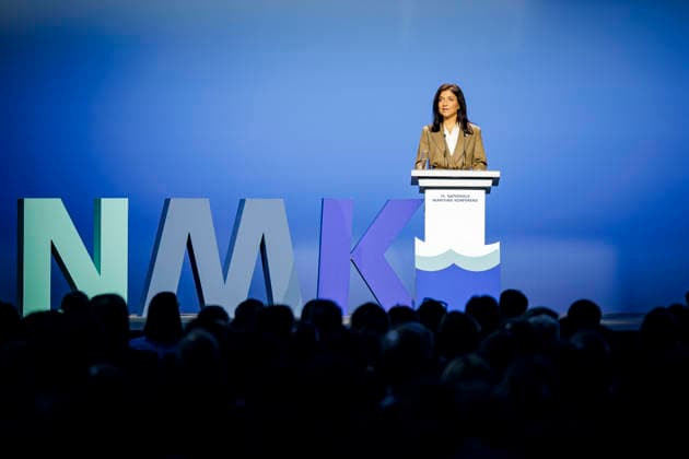 Katherina Reiche CDU , Federal Minister for Economic Affairs and Energy, speaks at the 14 National Maritime Conference 2026 in the North Sea Hall Emden Emden, 29 04 2026 Photographed on behalf of the Ministry for Economic Affairs and Energy Emden Germany Copyright: xThomasxTrutschel BMWEx