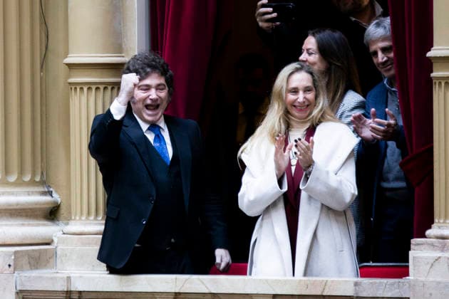 April 29, 2026, Buenos Aires, Buenos Aires, Argentina: The President of Argentina, JAVIER MILEI(bottom left), alongside Secretary of the Presidency KARINA MILEI,(bottom right), Minister of Human Capital SANDRA PETOVELLO (top left), and Minister of Economy LUIS CAPUTO (top right), during the Chief of Cabinetâ€⠢s management report session in Congress. Buenos Aires Argentina - ZUMAs358 20260429_znp_s358_002 Copyright: xSilvanaxSafenreiterx