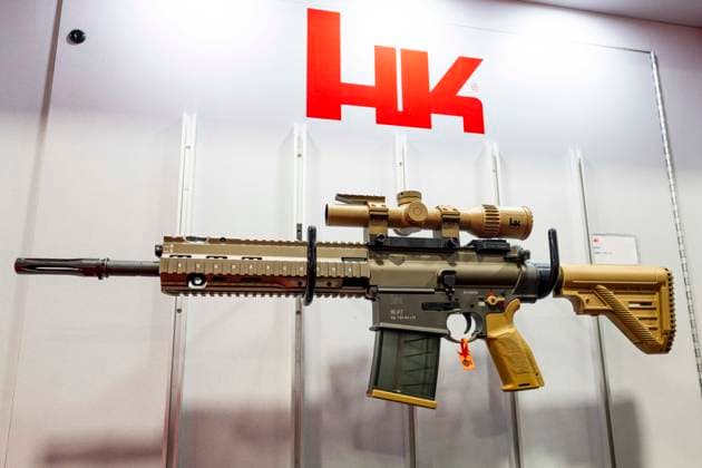 April 29, 2026, Washington, District Of Columbia, USA: A Heckler & Koch HK417 rifle at the Modern Day Marine conference at the Walter E. Washington Convention Center in Washington, DC. Washington USA  - ZUMAb161 20260429_aap_b161_002 Copyright: xMichaelxBrochsteinx