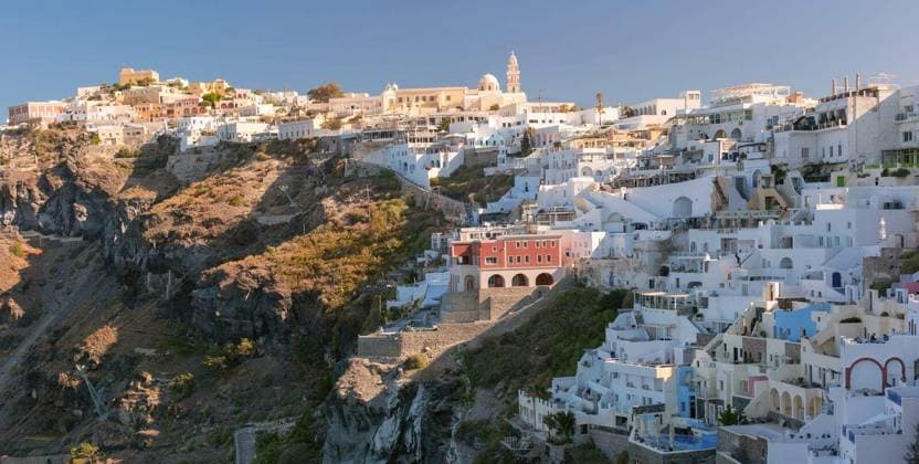 White cliffside buildings and churches in Fira, Santorini, Greece Copyright: xkavalenkavax Panthermedia101162624.jpg