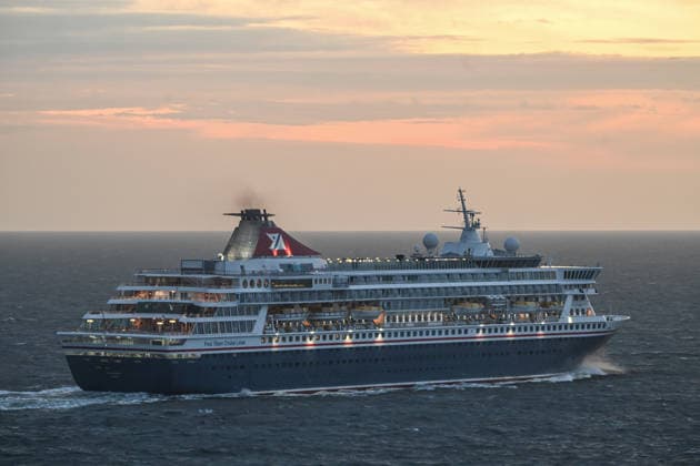 The Balmoral cruise ship The Balmoral is a cruise ship operated by Fred Olsen Cruise Lines off the Belgian coast It was commissioned in 1988 as the Crown Odyssey at the Meyer shipyard Zeebruegge Zeebruegge Belgium Copyright: xdiebildwerftx