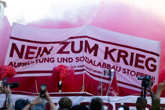 1 May 2026 Berlin 01052026 The antimilitarist block On May Day, several thousand people took to the streets in Berlin for the Revolutionary 1 May demonstration The demonstration march went through the Kreuzberg district and parts of Neukoelln, it also passed Goerlitzer Park Berlin Kreuzberg Berlin Germany 010526_ppb-29