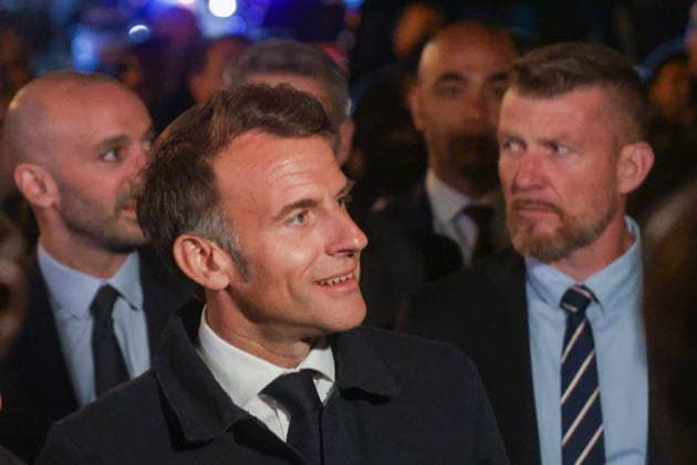 ARMENIA, YEREVAN - MAY 4, 2026: France s President Emmanuel Macron (front) is seen in central Yerevan ahead of the 8th Summit of the European Political Community. Alexander Patrin TASS  92014307