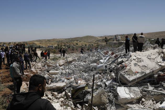 Israeli forces demolish Palestinian home in Hebron-area village Israeli army forces, accompanied by bulldozers, demolish a Palestinian home in the village of al-Deirat, east of Yatta, south of Hebron in the West Bank, on May 4, 2026. The demolition left a family, including children, displaced, as the operation was carried out under military presence that prevented residents from approaching, amid ongoing demolitions in various areas across the West Bank. Photo by Mamoun Wazwaz apaimages Hebron West Bank Palestinian Territory 040526_Hebron_MW_00(46) Copyright: xapaimagesxMamounxWazwazx xapaimagesx