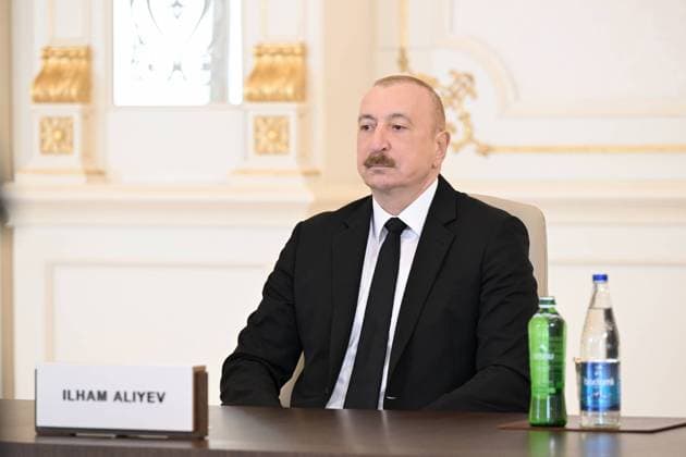 Azerbaijani President Ilham Aliyev BAKU, AZERBAIJAN - MAY 04: (----EDITORIAL USE ONLY MANDATORY CREDIT - AZERBAIJANI PRESIDENCY HANDOUT - NO MARKETING NO ADVERTISING CAMPAIGNS - DISTRIBUTED AS A SERVICE TO CLIENTS----) Azerbaijani President Ilham Aliyev attends the 8th European Political Community (EPC) Summit held in Yerevan, the capital of Armenia, via video link and delivers a speech from Baku, Azerbaijan on May 04, 2026. Azerbaijan Presidency Anadolu Baku Azerbaijan. Editorial use only. Please get in touch for any other usage.  Copyright: x2026xAnadoluxAzerbaijanxPresidencyx