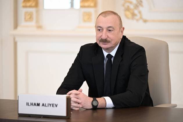 Azerbaijani President Ilham Aliyev BAKU, AZERBAIJAN - MAY 04: (----EDITORIAL USE ONLY MANDATORY CREDIT - AZERBAIJANI PRESIDENCY HANDOUT - NO MARKETING NO ADVERTISING CAMPAIGNS - DISTRIBUTED AS A SERVICE TO CLIENTS----) Azerbaijani President Ilham Aliyev attends the 8th European Political Community (EPC) Summit held in Yerevan, the capital of Armenia, via video link and delivers a speech from Baku, Azerbaijan on May 04, 2026. Azerbaijan Presidency Anadolu Baku Azerbaijan. Editorial use only. Please get in touch for any other usage.  Copyright: x2026xAnadoluxAzerbaijanxPresidencyx