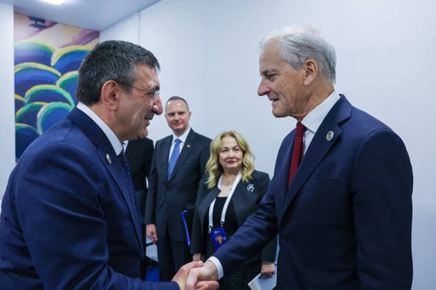 8th European Political Community Summit in Armenia YEREVAN, ARMENIA - MAY 4: Turkish Vice President Cevdet Yillmaz meets with Norway’s Prime Minister Jonas Gahr Store during the 8th European Political Community Summit in Yerevan, Armenia, on May 4, 2026. Ahmet Okur Anadolu Yerevan Armenia. Editorial use only. Please get in touch for any other usage.  Copyright: x2026xAnadoluxAhmetxOkurx