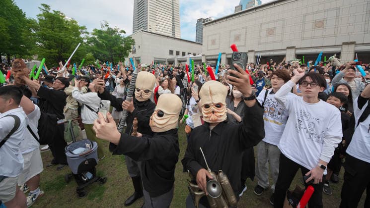 A Star Wars fan celebrate during the event Star Wars Day in Yokohama, Kanagawa-Prefecture, Japan on Monday, May 4, 2026.  TKP2026050418 KEIZOxMORI