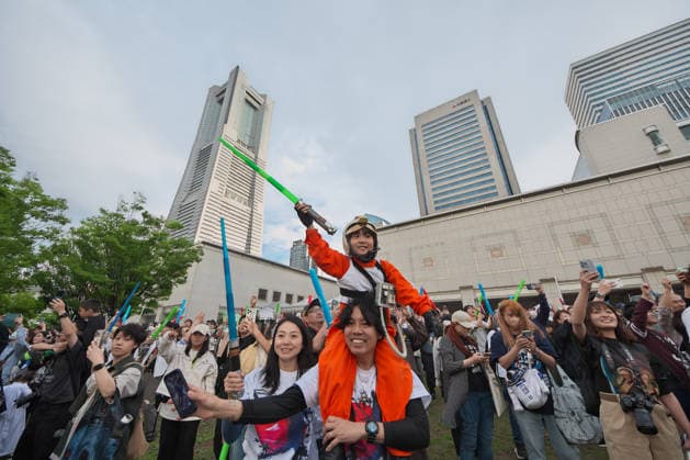 A Star Wars fan celebrate during the event Star Wars Day in Yokohama, Kanagawa-Prefecture, Japan on Monday, May 4, 2026.  TKP2026050419 KEIZOxMORI