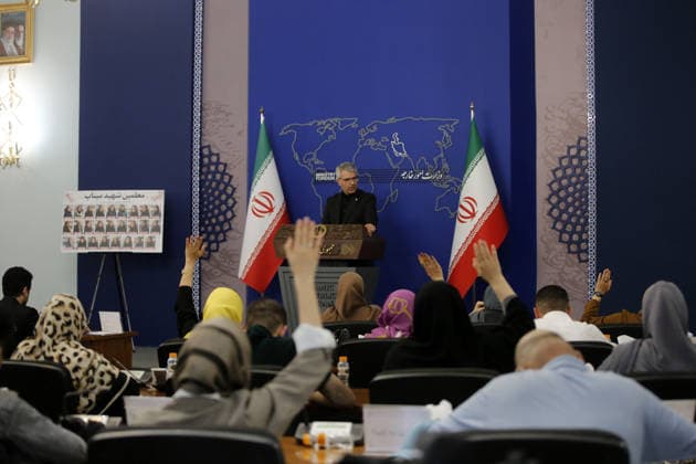 Spokesperson for the Ministry of Foreign Affairs of Iran Esmail Baghaei TEHRAN, IRAN - MAY 4: Spokesperson for the Ministry of Foreign Affairs of Iran Esmail Baghaei attends a press conference at Ministry of Foreign Affairs in Tehran, Iran on May 4, 2026. Fatemeh Bahrami Anadolu Tehran Iran. Editorial use only. Please get in touch for any other usage.  Copyright: x2026xAnadoluxFatemehxBahramix