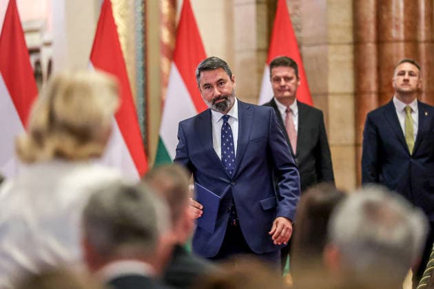 National Election Office awards certificates handed to members of Hungarian Parliament BUDAPEST, HUNGARY - MAY 4: Balazs Hidveghi (FIDESZ), Member of the Parliament is seen as the National Election Office (NVI) awards certificates of mandate to Members of Parliament elected from national party lists in the 2026 general parliamentary elections, following the finalization of the national list results, in Budapest, Hungary on 4th May 2026. Robert Nemeti Anadolu Budapest Hungary. Editorial use only. Please get in touch for any other usage.  Copyright: x2026xAnadoluxRobertxNemetix