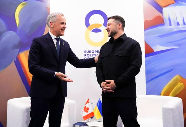 May 4, 2026, Yerevan, Armenia: Prime Minister Mark Carney meets with the President of Ukraine Volodymyr Zelenskyy during the 8th European Political Community Summit in Yerevan, Armenia on Monday, May 4, 2026. Yerevan Armenia  - ZUMAc35_ 20260504_zaf_c35_059 Copyright: xSeanxKilpatrickx