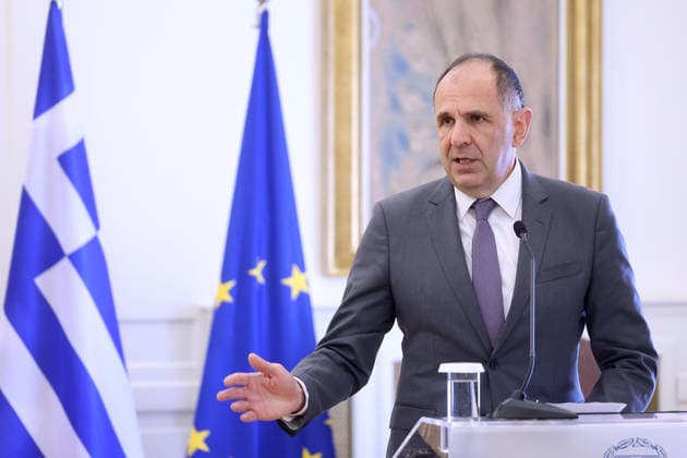 George Gerapetritis-Johann Wadephul meeting in Athens ATHENS, GREECE - MAY 04: Greek Foreign Minister George Gerapetritis and his German counterpart Johann Wadephul, hold a joint press conference at the Foreign Ministry in Athens, Greece, on May 4, 2026. Costas Baltas Anadolu Athens Greece. Editorial use only. Please get in touch for any other usage.  Copyright: x2026xAnadoluxCostasxBaltasx