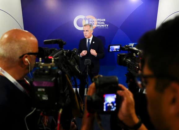 May 4, 2026, Yerevan, Armenia: Prime Minister Mark Carney talks to reporters during the 8th European Political Community Summit in Yerevan, Armenia on Monday, May 4, 2026. Yerevan Armenia  - ZUMAc35_ 20260504_zaf_c35_067 Copyright: xSeanxKilpatrickx
