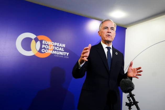 May 4, 2026, Yerevan, Armenia: Prime Minister Mark Carney talks to reporters during the 8th European Political Community Summit in Yerevan, Armenia on Monday, May 4, 2026. Yerevan Armenia  - ZUMAc35_ 20260504_zaf_c35_066 Copyright: xSeanxKilpatrickx
