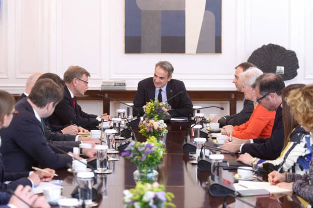 Kyriakos Mitsotakis - Johann Wadephul meeting in Athens ATHENS, GREECE - MAY 4: Greek Prime Minister Kyriakos Mitsotakis (C) meets German Foreign Minister Johann Wadephul (L) at Maximos Mansion in Athens, Greece on May 4, 2026. Costas Baltas Anadolu Athens Greece. Editorial use only. Please get in touch for any other usage.  Copyright: x2026xAnadoluxCostasxBaltasx