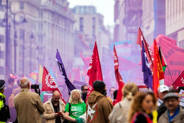 . 04 05 2026. London, United Kingdom. London May Day March. The annual London May Day March from Clerkenwell Green to Trafalgar Square.where a rally is held.  xMartynxWheatleyx xi-Imagesx IIM-26745-0017