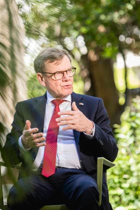 Johann Wadephul CDU , Federal Foreign Minister, taken during an interview in Athens, 04 05 2026 Photographed on behalf of the Foreign Office Athens Greece Copyright: xJulianexSonntag AAx