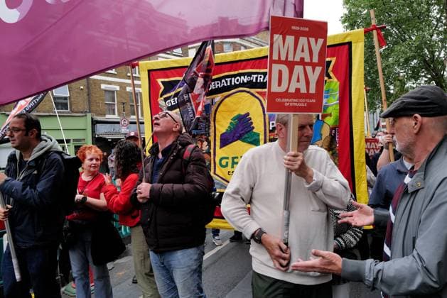 London Hosts Annual May Day March and Rally People gather in London for the annual May Day March and Rally on the Early May bank holiday, Monday, 4 May 2026. London England United Kingdom Copyright: xJoaoxDanielxPereirax