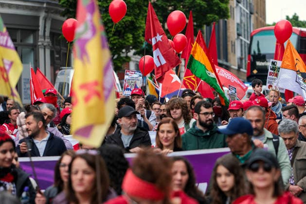 . 04 05 2026. London, United Kingdom. London May Day March. The annual London May Day March from Clerkenwell Green to Trafalgar Square.where a rally is held.  xMartynxWheatleyx xi-Imagesx IIM-26745-0038