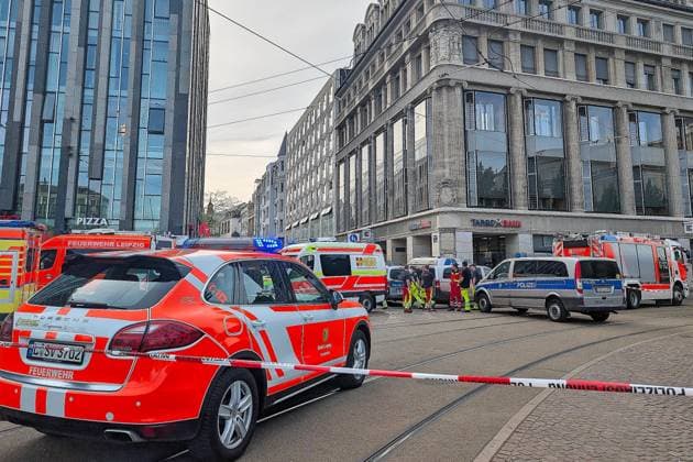 Leipzig, Saxony, Germany, 04 05 2026 Car drives into crowd in Leipzig The incident took place on Grimmaische Straße in the city center, the area between Augustusplatz and Ritterstraße was cordoned off Copyright: xdtsxNachrichtenagenturx dts_117545