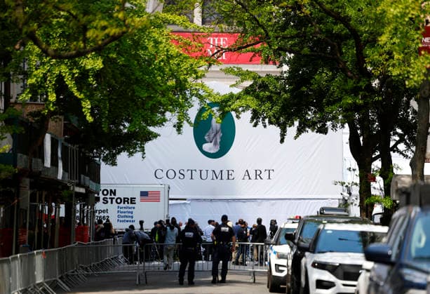 NYPD Counter Terrorism officers stand on 82nd Street before red carpet arrivals begin for the 2026 Met Gala celebrating Costume Art at The Metropolitan Museum of Art on Monday, May 4, 2026 in New York City.  NYP202605043029 JOHNxANGELILLO