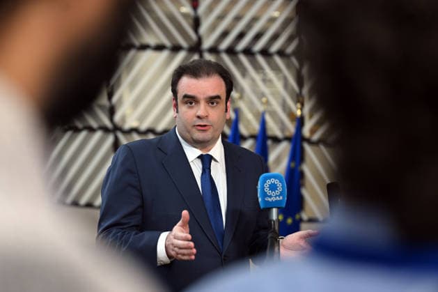 Eurozone Finance Ministers Meeting BRUSSELS, BELGIUM - MAY 4: Minister of Economy and Finance of Greece, Kyriakos Pierrakakis talks to the press as he attends the Eurozone Finance Ministers Meeting in Brussels, Belgium, on May 4, 2026. Dursun Aydemir Anadolu Brussels Belgium. Editorial use only. Please get in touch for any other usage.  Copyright: x2026xAnadoluxDursunxAydemirx