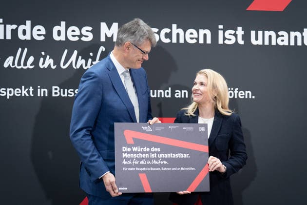 moreAttention, Respect Campaign, Berlin Presentation Advertising Campaign, Berlin, Federal Ministry of Transport, Deutsche Bahn, Patrick Schnieder, Federal Minister of Transport, Evelyn Palla, Chairwoman of the Executive Board Bahn Berlin Berlin GER