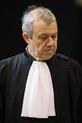 Lawyer Frank Discepoli, defending P. Falzone pictured during the second day of the trial of P. and A. Falzone, at the Court of Appeal of Mons, on Tuesday 05 May 2026. The trial of the two men concerns the 2022 tragedy in Strepy-Bracquegnies, where a car plowed into a carnival parade around 5:00. Six people died at the scene, and a seventh months later in the hospital. P. Falzone is charged with seven murder and 81 attempted murder. A. Falzone with failure to render aid to a person in danger.  VIRGINIExLEFOUR 172936657
