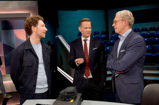 Louis Klamroth, Hendrik Streeck and Andreas Gassen on the ARD talk show hart aber fair in Studio Adlershof Berlin, 05 04 2026 Foto:xM.xBehrensx xFuturexImagex hart_fair0405_6527
