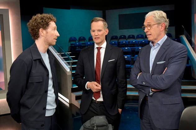 Louis Klamroth, Hendrik Streeck and Andreas Gassen on the ARD talk show hart aber fair in Studio Adlershof Berlin, 05 04 2026 Foto:xM.xBehrensx xFuturexImagex hart_fair0405_6528
