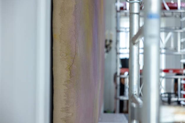 Dismantling of the artwork by artist Gotthard Graubner in the Great Hall of Bellevue Palace Germany, Berlin on 5 May 2026 As part of the fundamental renovation of the official residence of the German Federal President, which cost more than 600 million euros, two large-format color-space