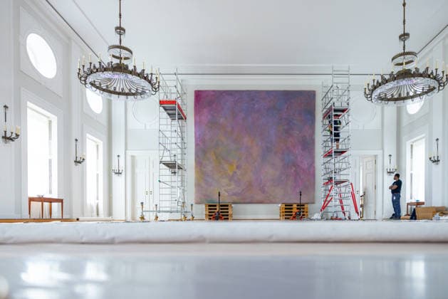 Dismantling of the artwork by artist Gotthard Graubner in the Great Hall of Bellevue Palace Germany, Berlin on 5 May 2026 As part of the fundamental renovation of the official residence of the German Federal President, which cost more than 600 million euros, two large-format color-space