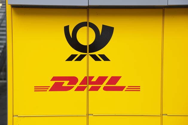Deutsche Post DHL logo Company name Posttower Bonn , exterior view NOTE No model or property release available MR:N