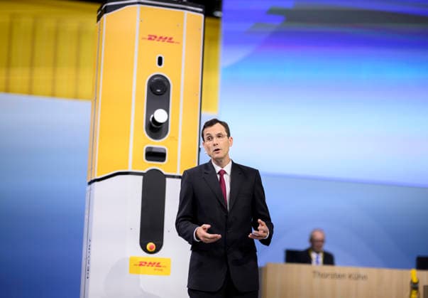 Tobias Meyer CEO, Chairman of the Management Board during his speech at the Annual General Meeting of Deutsche Post AG, on 05 05 2026 in Bonn Germany @ World Conference Center