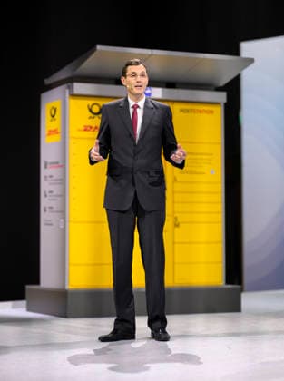 Tobias Meyer CEO, Chairman of the Management Board during his speech at the Annual General Meeting of Deutsche Post AG, on 05 05 2026 in Bonn Germany @ World Conference Center