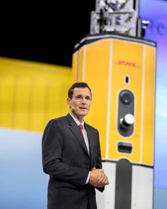 Tobias Meyer CEO, Chairman of the Management Board during his speech at the Annual General Meeting of Deutsche Post AG, on 05 05 2026 in Bonn Germany @ World Conference Center