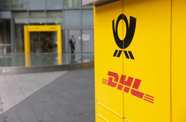 Deutsche Post DHL logo Company name Posttower Bonn , exterior view NOTE No model or property release available MR:N