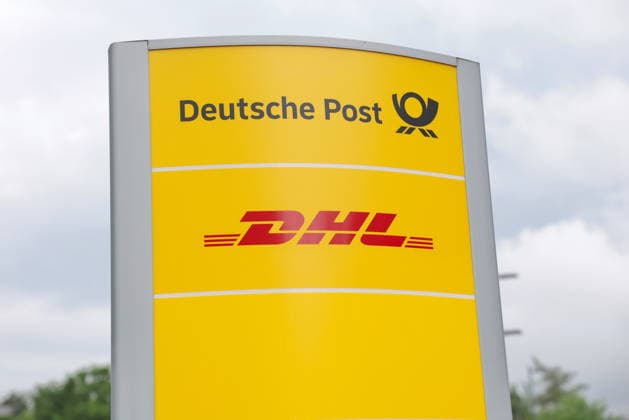 Deutsche Post DHL logo Company name Posttower Bonn , exterior view NOTE No model or property release available MR:N
