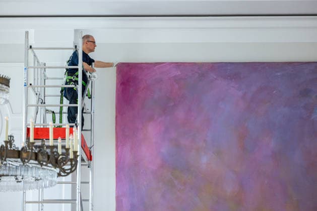 Dismantling of the artwork by artist Gotthard Graubner in the Great Hall of Bellevue Palace Germany, Berlin on 5 May 2026 As part of the fundamental renovation of the official residence of the German Federal President, which cost more than 600 million euros, two large-format color-space