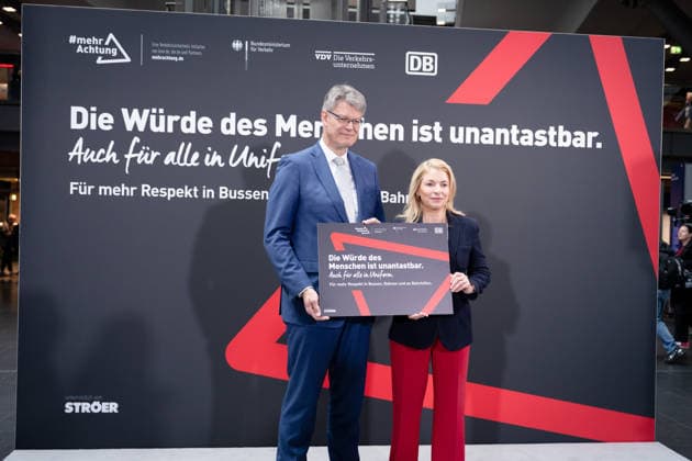 moreAttention, Respect Campaign, Berlin Presentation Advertising Campaign, Berlin, Federal Ministry of Transport, Deutsche Bahn, Patrick Schnieder, Federal Minister of Transport, Evelyn Palla, Chairwoman of the Executive Board Bahn Berlin Berlin GER