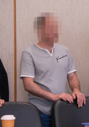 05 05 2026, xblx, Local, Murder charge the accused in the courtroom the public prosecutors office accuses a 37-year-old man of killing his wifes new partner He is said to have stabbed the man over 70 times Frankfurt am Main