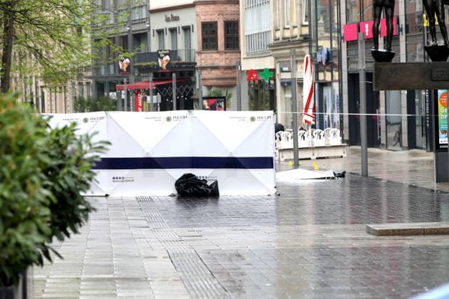 search for traces after amokfart in leipzig Leipzig , 05 05 2036 One day after Jeffrey K drove amok in Grimmaische Straße in Leipzig city center, police are still searching for traces Saxony Germany Copyright: xMatthiasxGränzdörferx