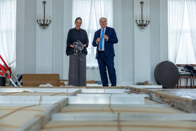 Renovation work at Bellevue Palace Dismantling the artwork by artist Gotthard Graubner in the Great Hall of Bellevue P