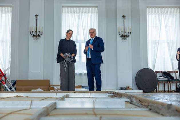 Renovation work at Bellevue Palace Dismantling the artwork by artist Gotthard Graubner in the Great Hall of Bellevue P