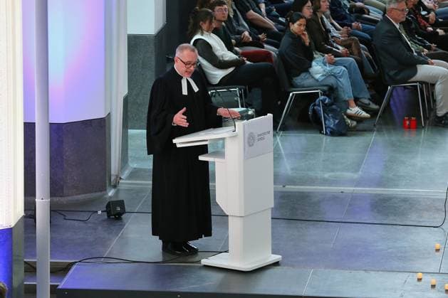 Leipzig, Saxony, Germany, 05 05 2026 University Church St Pauli Paulinum Andreas Schüle at memorial service after rampage Copyright: xdtsxNachrichtenagenturx dts_117732