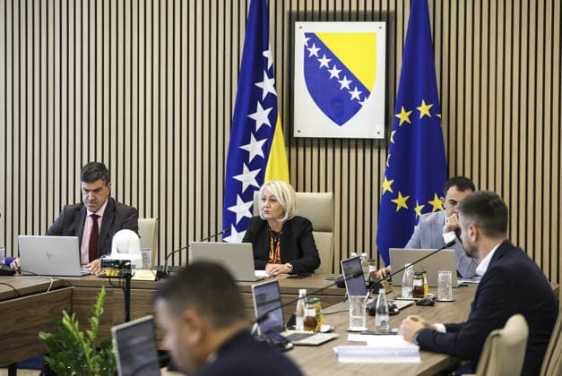 Session of the Council of Ministers of Bosnia and Herzegovina SARAJEVO, BOSNIA AND HERZEGOVINA - MAY 5: The Council of Ministers of Bosnia and Herzegovina convenes for a session in Sarajevo, Bosnia and Herzegovina, on May 5, 2026. Samir Jordamovic Anadolu Sarajevo Bosnia and Herzegovina. Editorial use only. Please get in touch for any other usage.  Copyright: x2026xAnadoluxSamirxJordamovicx